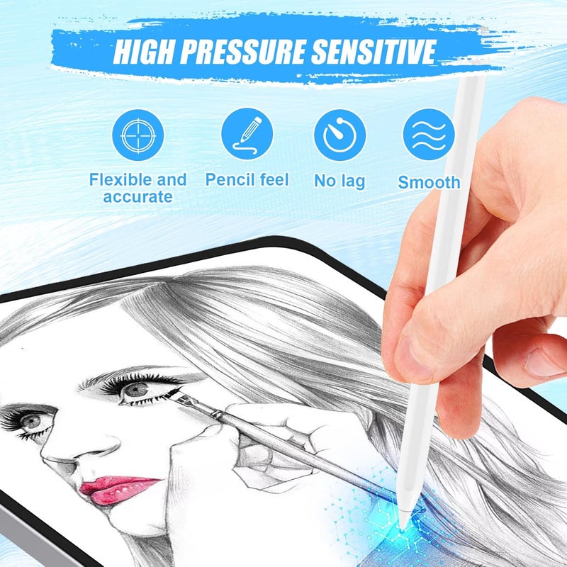 REEYEAR Upgraded iPad Pen Tips fit for Apple Pencil Pro/2nd /1st /USB-C Generation iPad Pro Air Mini Pencil,0.78mm No Wear Out Metal Fine Point Accurate Increasing Pencil Nibs, Write Like A Real Pen,White - Image 4